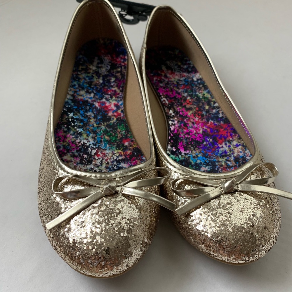 Gold glitter ballet style shoes